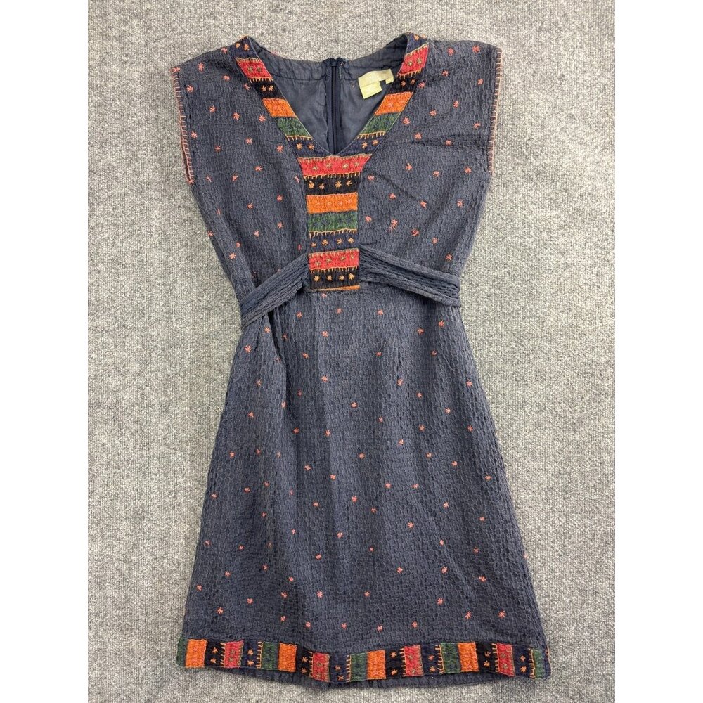 The Territory Ahead‎ Dress Womens 10 Embroidered Boho Ethnic Tie Waist India